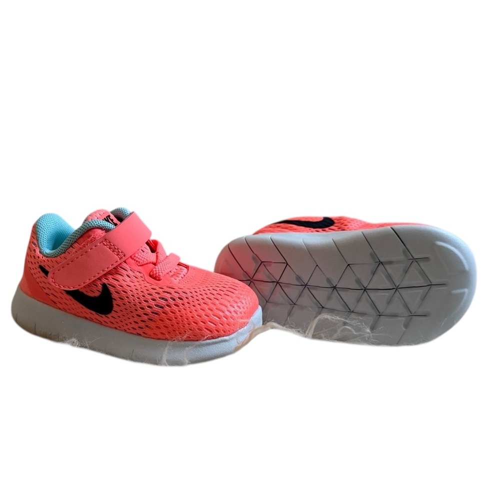 Nike Kids Coral and Sky Blue Free RN Sneakers 4C